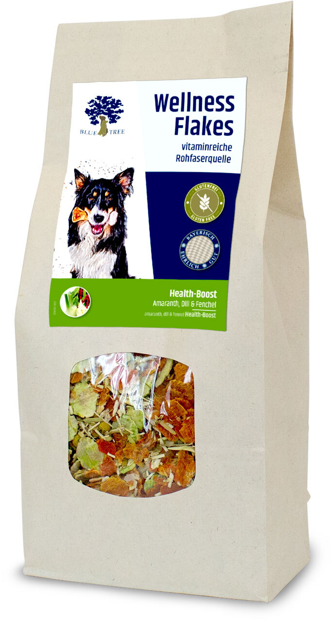 BLUE TREE Ergänzungsfutter & Aufzucht BLUE TREE Wellness Flakes 650g Erbse und Karotte