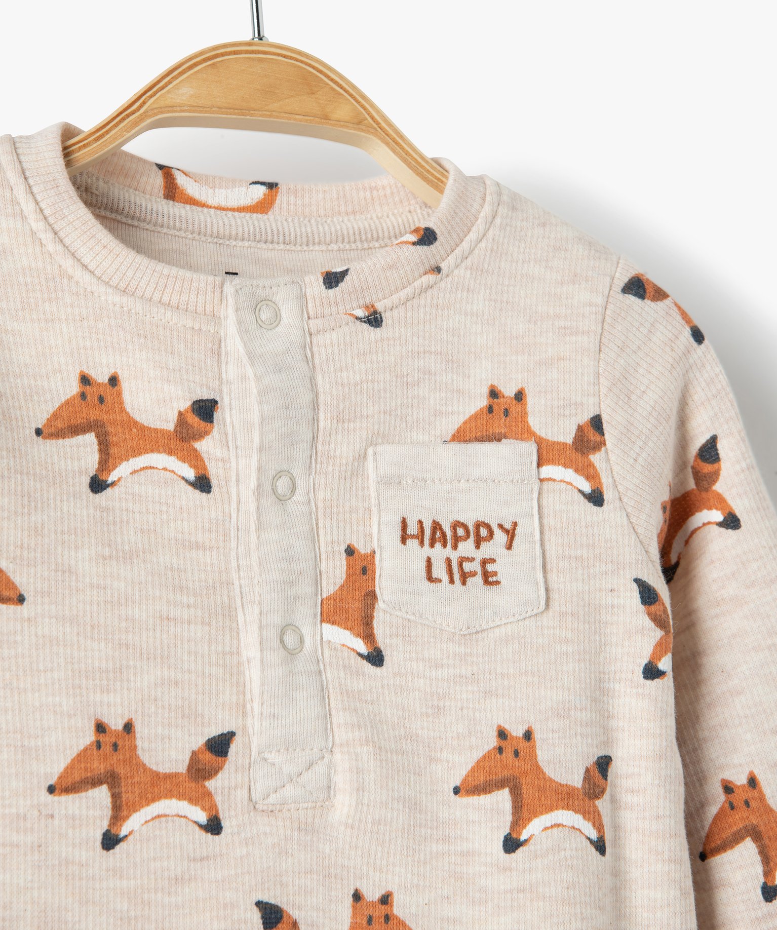 Body bébé à manches longues effet tee-shirt beige | GEMO