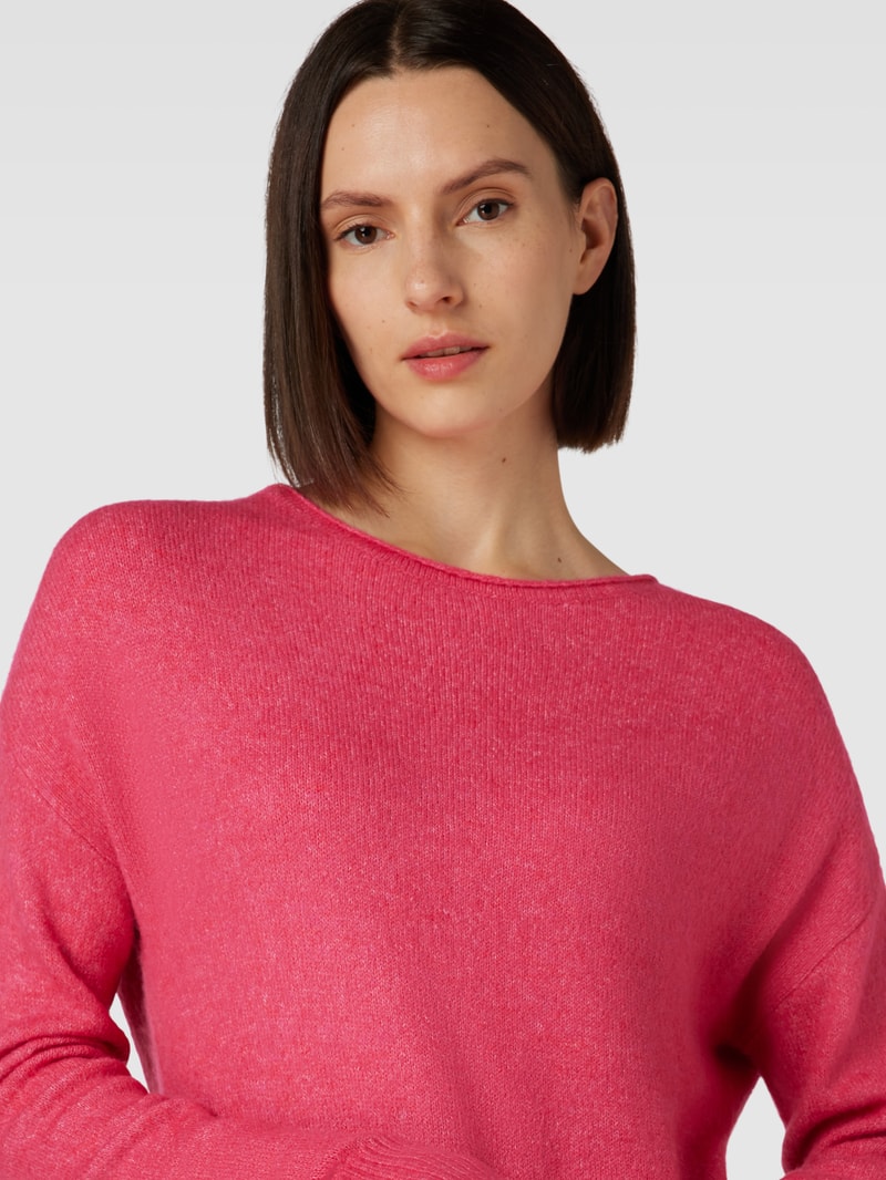 Strickpullover in melierter Optik in fuchsia meliert