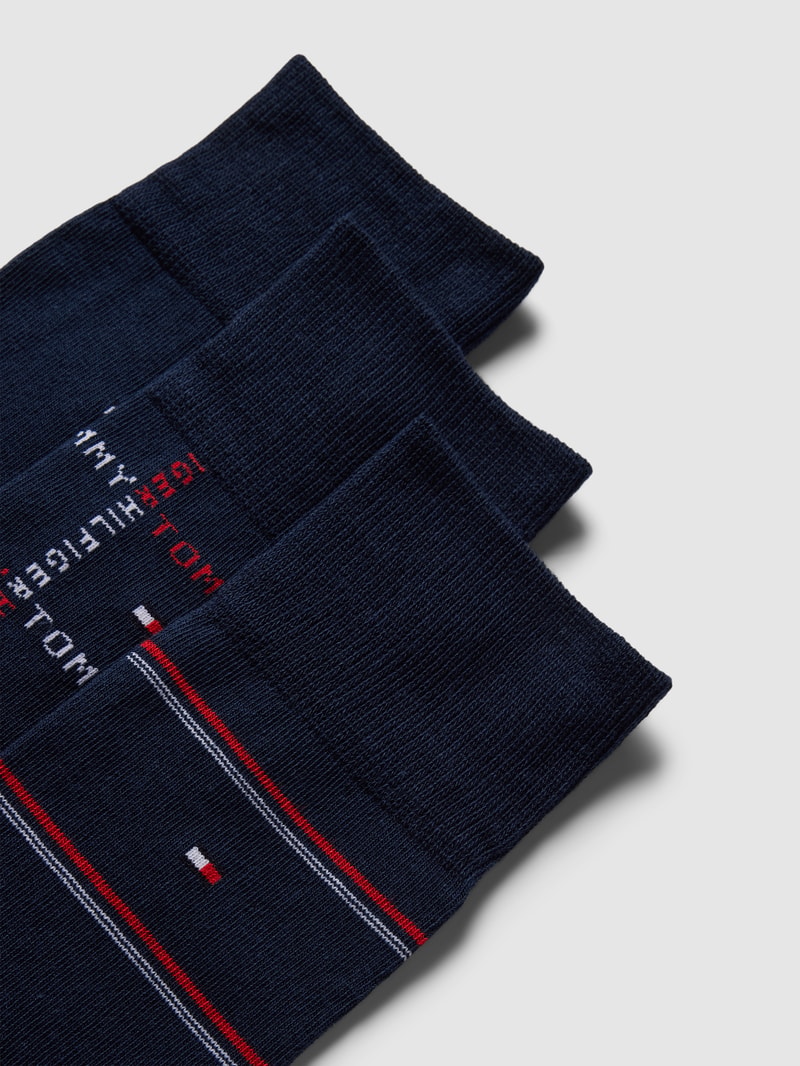 Socken mit Label-Print im 3er-Pack in dunkelblau