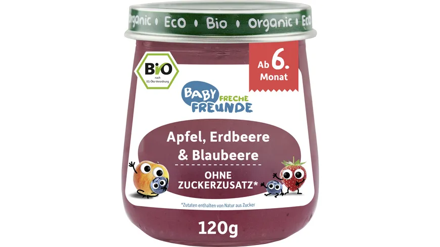 Freche Freunde Bio Gläschen Apfel, Erdbeere & Blaubeere 120 g