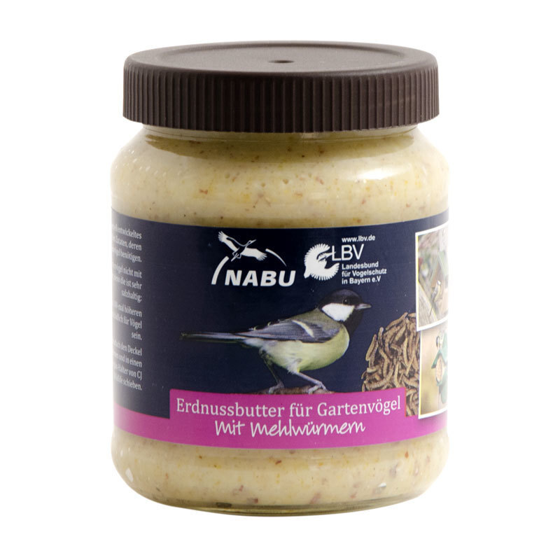 CJ WildBird Wildvogelfutter CJ WildBird Gartenvögel-Erdnussbutter mit Mehlwürmern 300g