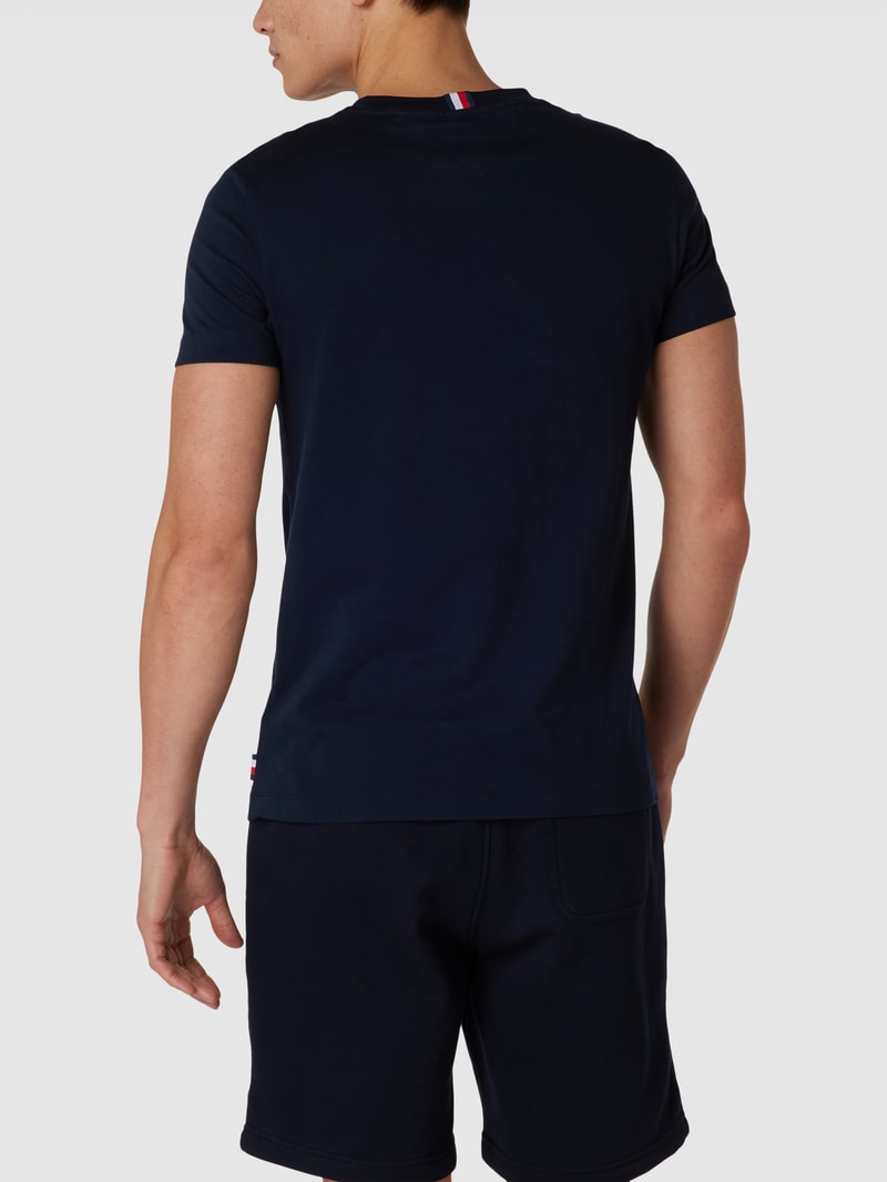T-Shirt mit Label-Print in marineblau
