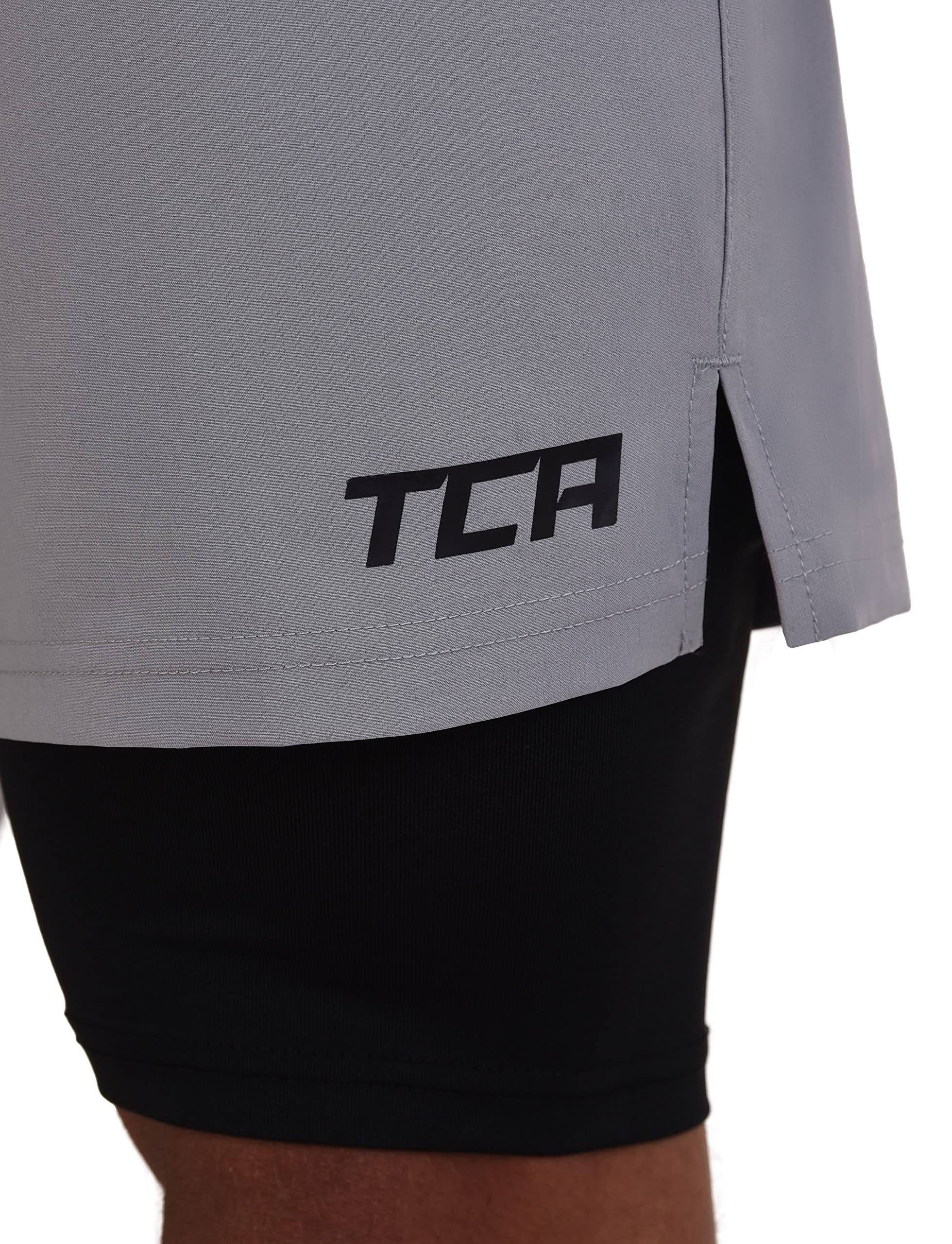 TCA Trainingsshorts TCA Herren 2-in-1 Laufhose, Hellgrau, S