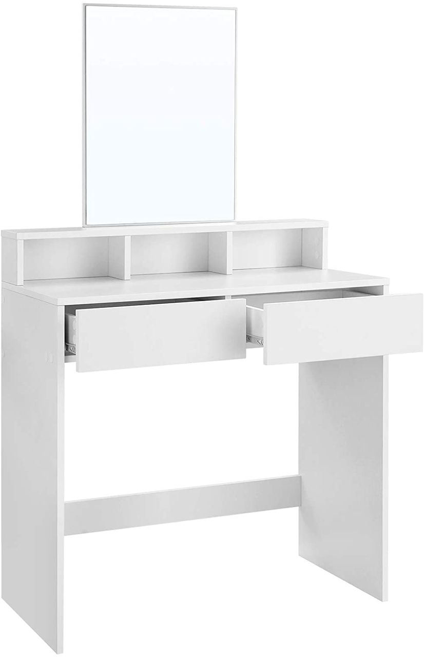 Songmics VASAGLE Frisiertisch mit rechteckigem Spiegel und 2 Schubladen