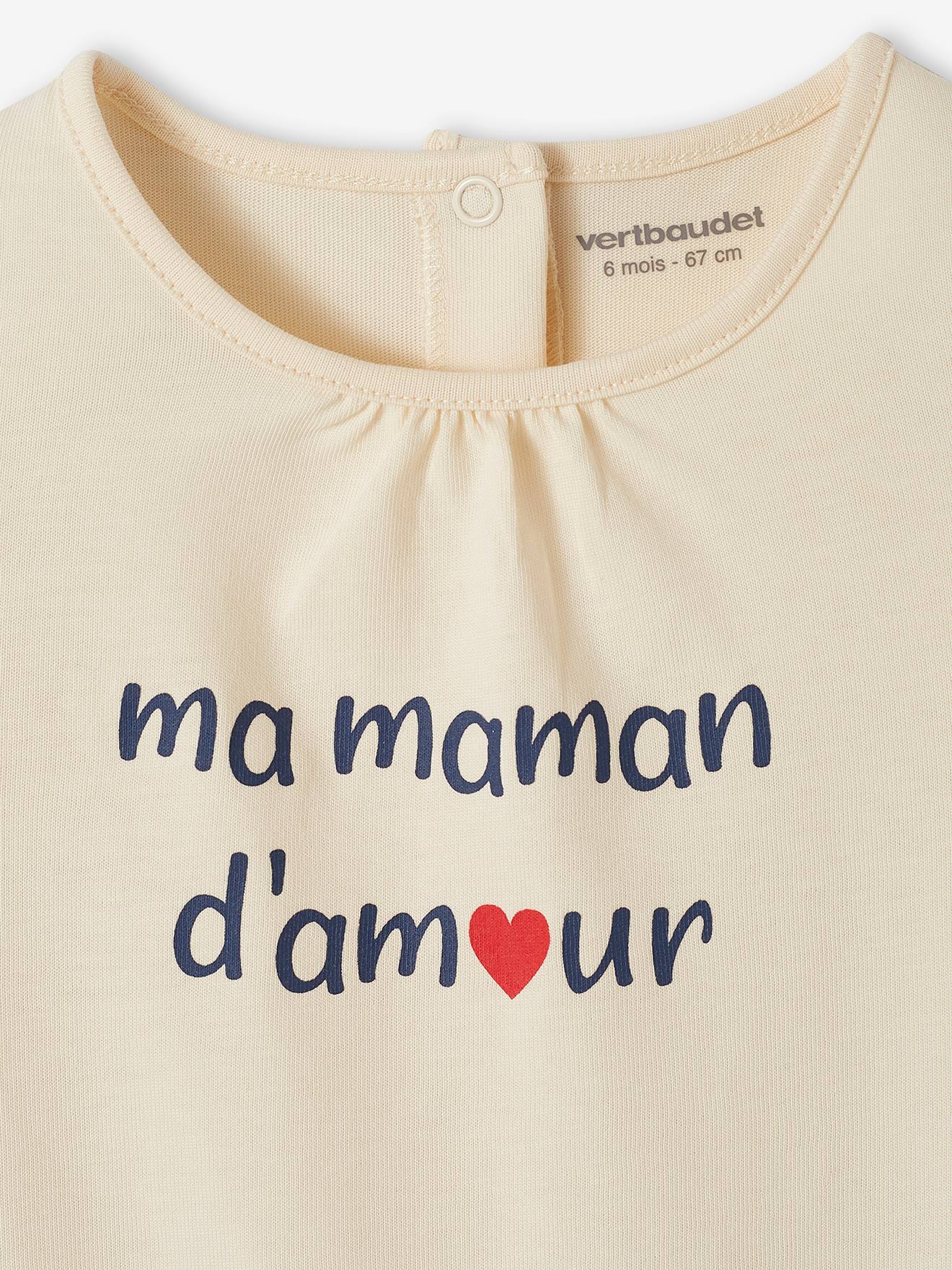 Vertbaudet Baby T-Shirt mit Schriftzug Bio-Baumwolle - wollweiß