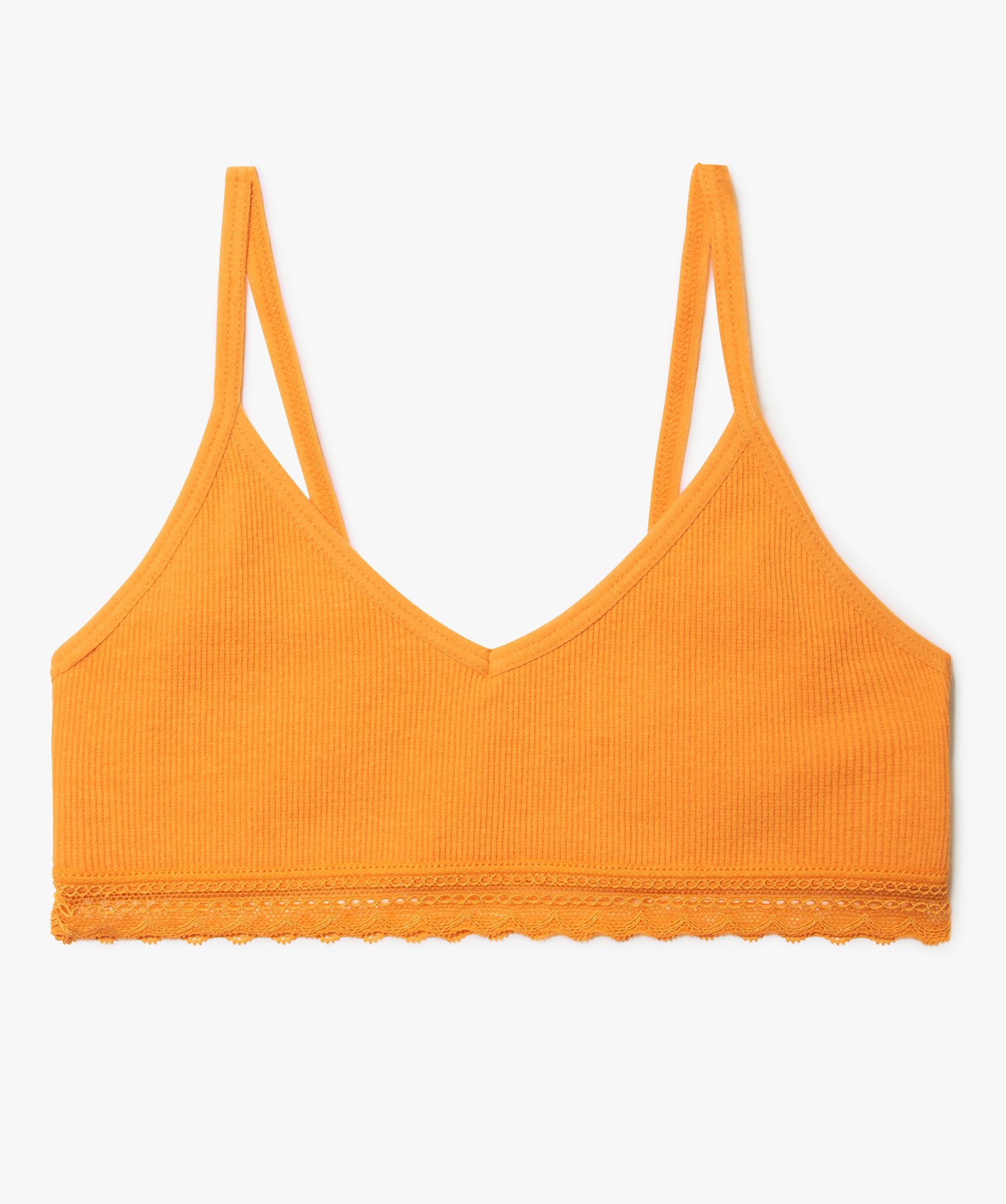 Brassière à fines bretelles en maille ctelée fille jaune | GEMO