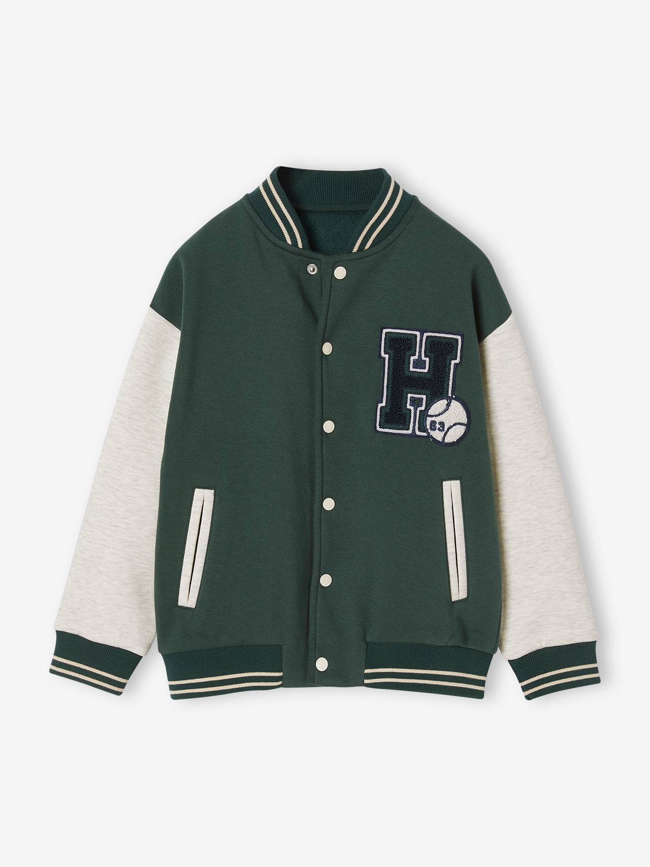 Sweat style teddy en molleton garçon badge en bouclettes. bordeaux