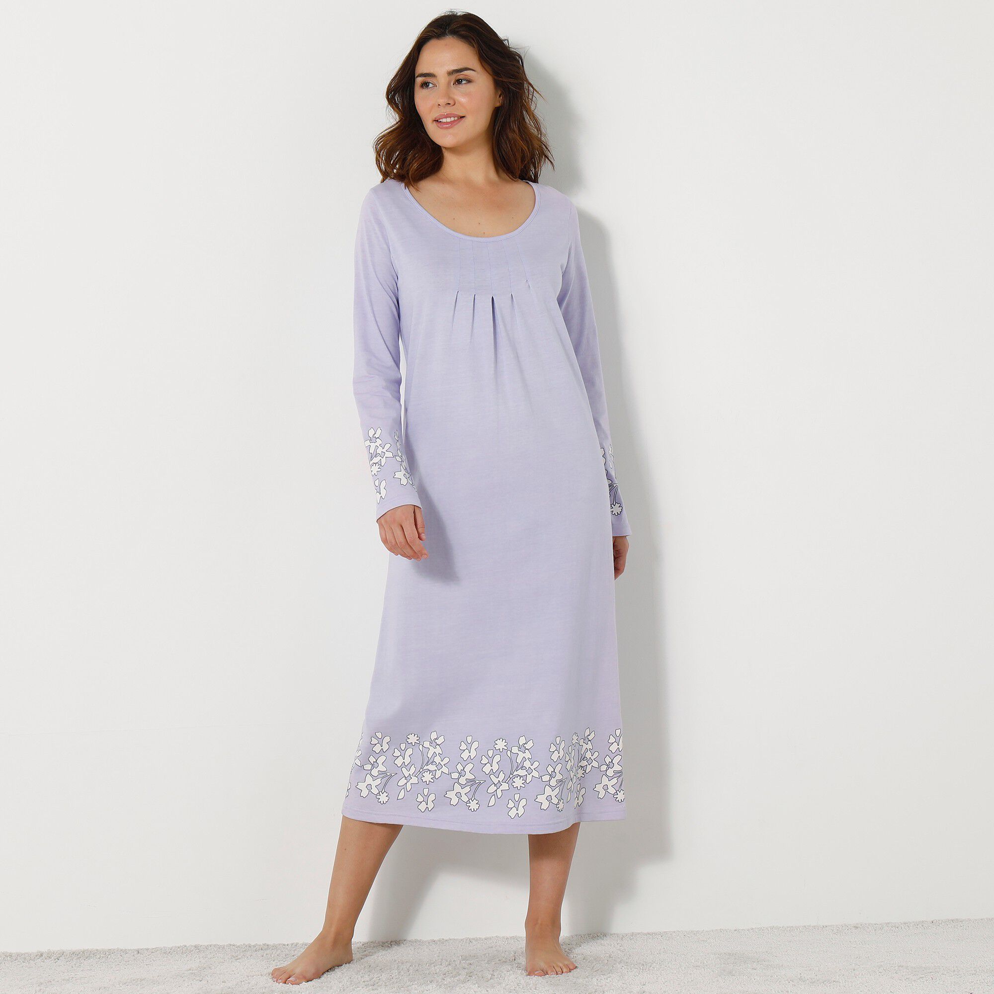 Chemise de nuit imprimée fleurie manches longues