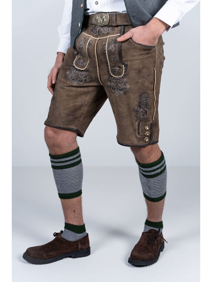 Edelnice Kurze Wildbock Lederhose Fabian in dunkelbraun günstig kaufen