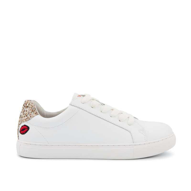 Baskets en cuir Simone petit amour glitter or rose