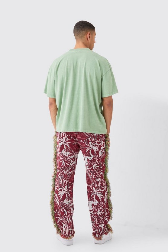Ausgefranste Hose mit geradem Bein und elastischem Bund
