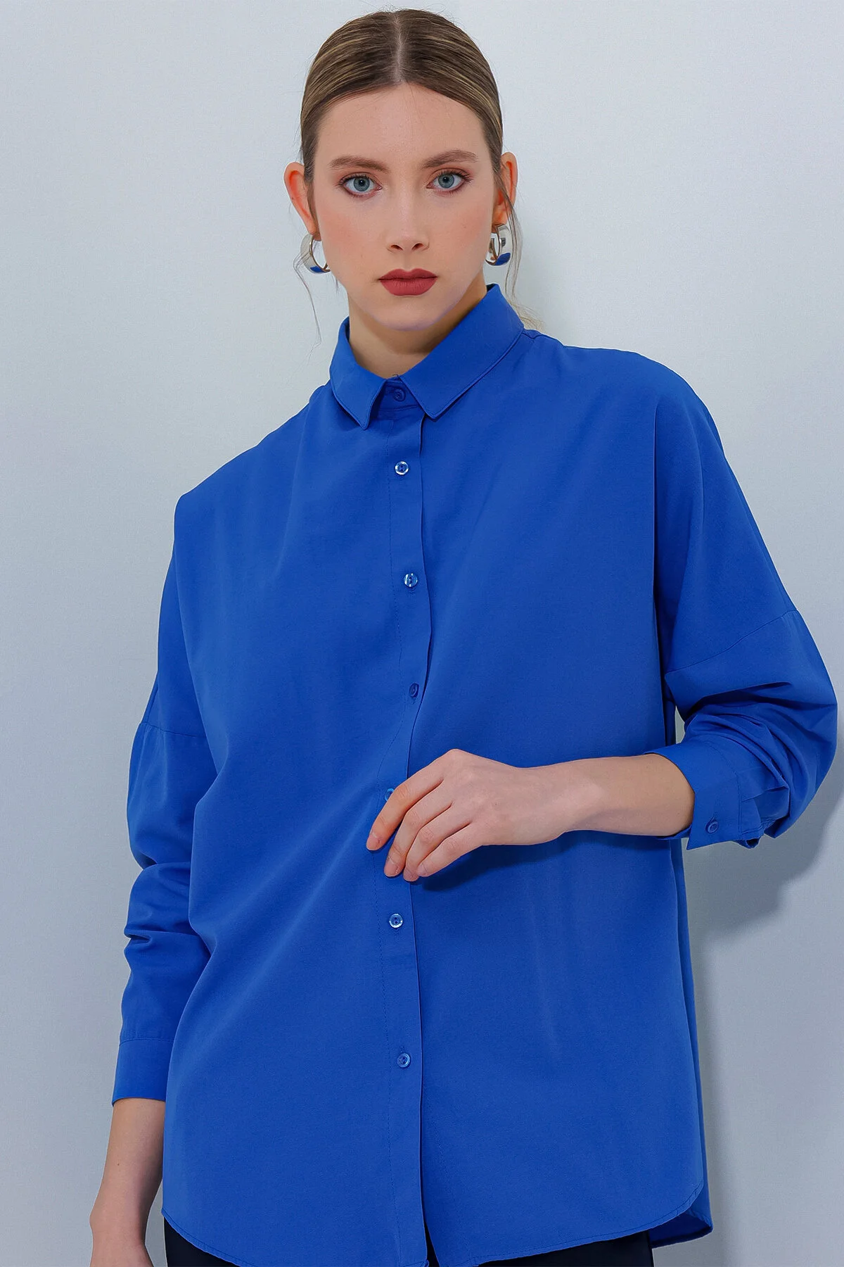 Bigdart  3900 Oversize Long Basic Shirt – B.blau