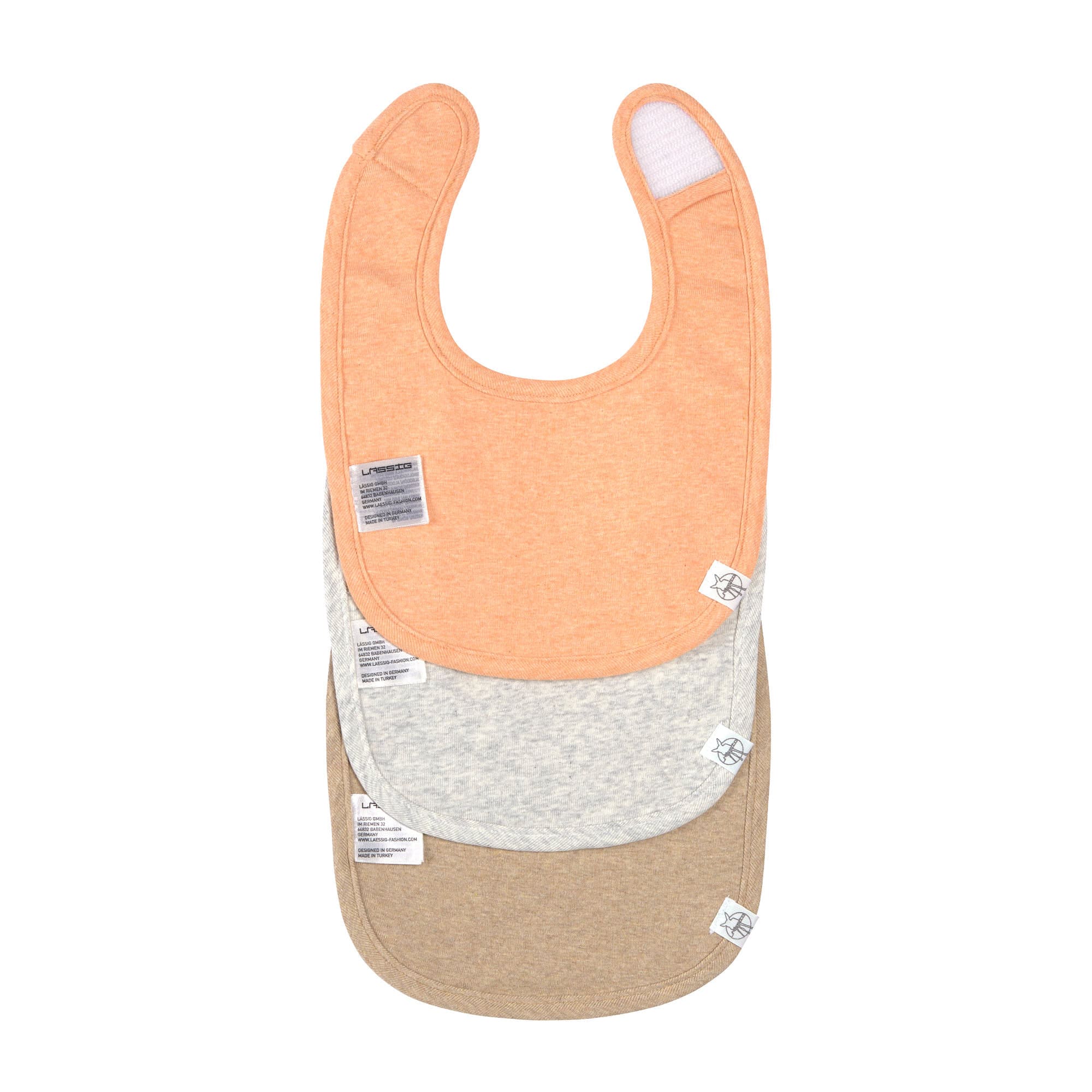 Spucklätzchen 3er Set - Baumwolle (bio), Apricot Hellgrau Beige