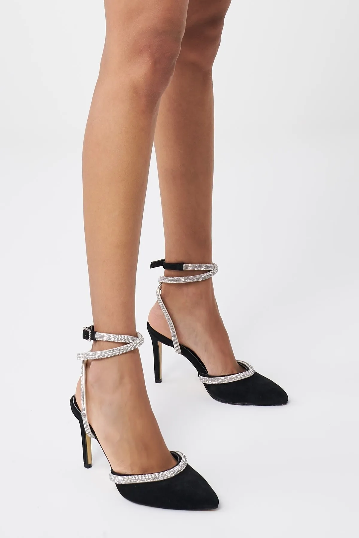 Mio Gusto  Lana Abendkleid aus echtem Wildleder, gesteinigte Damenschuhe mit Absatz