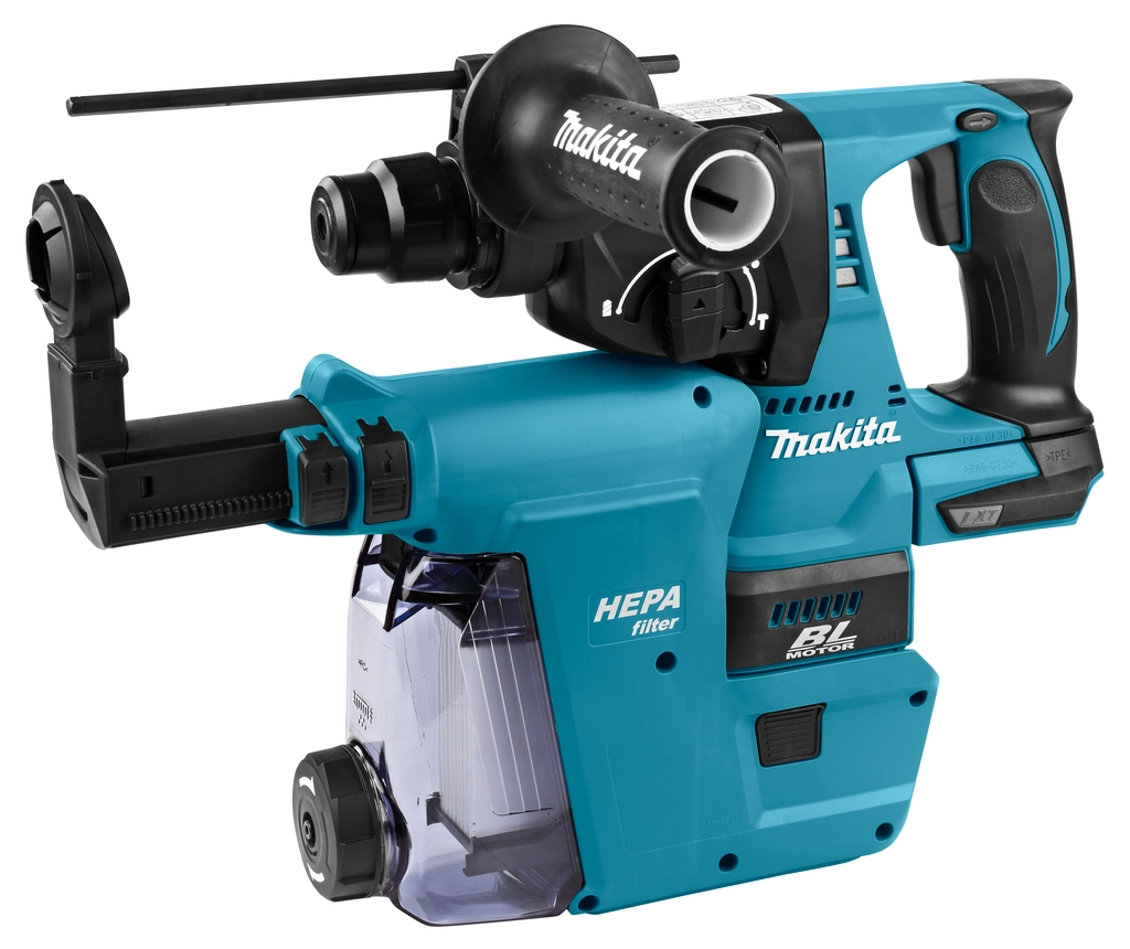 Makita DHR242ZJW Kombihammer, 18-Volt-Gehäuse + DX06 integrierte Staubabsaugung (ohne Akkus und Ladegerät).