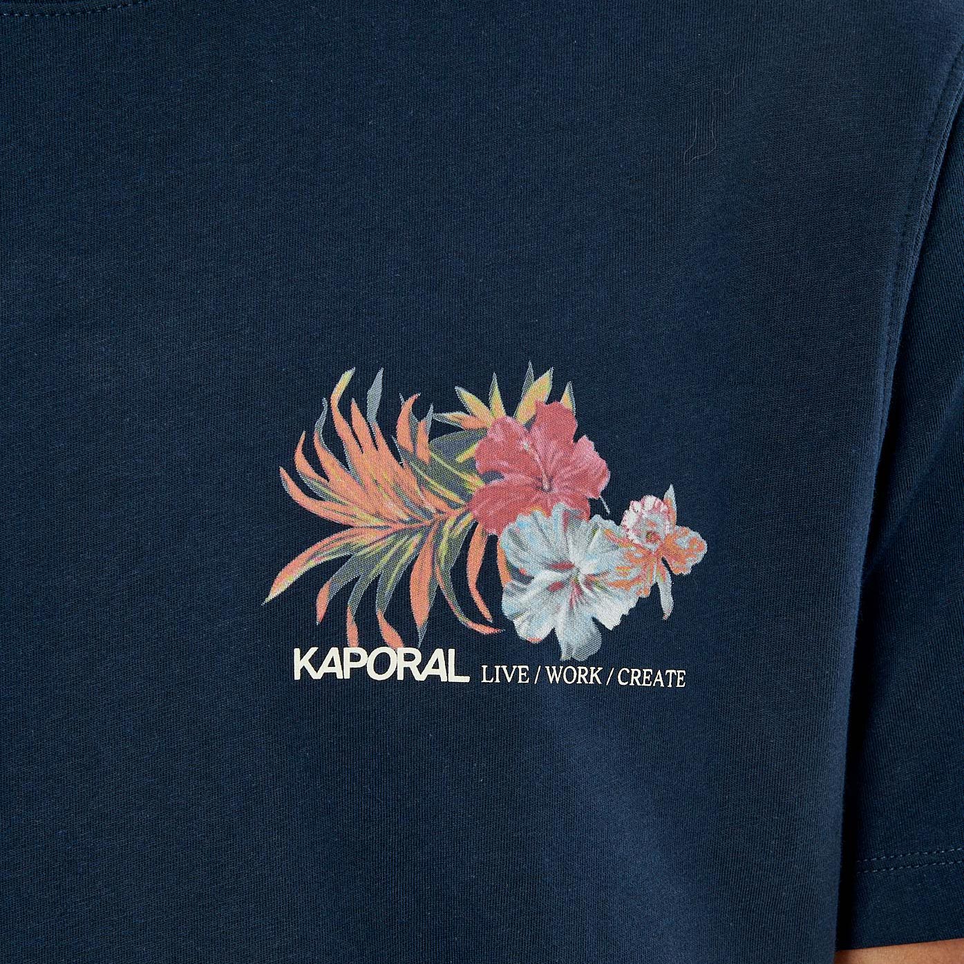TIGAU  T-shirt bleu marine homme 100% coton