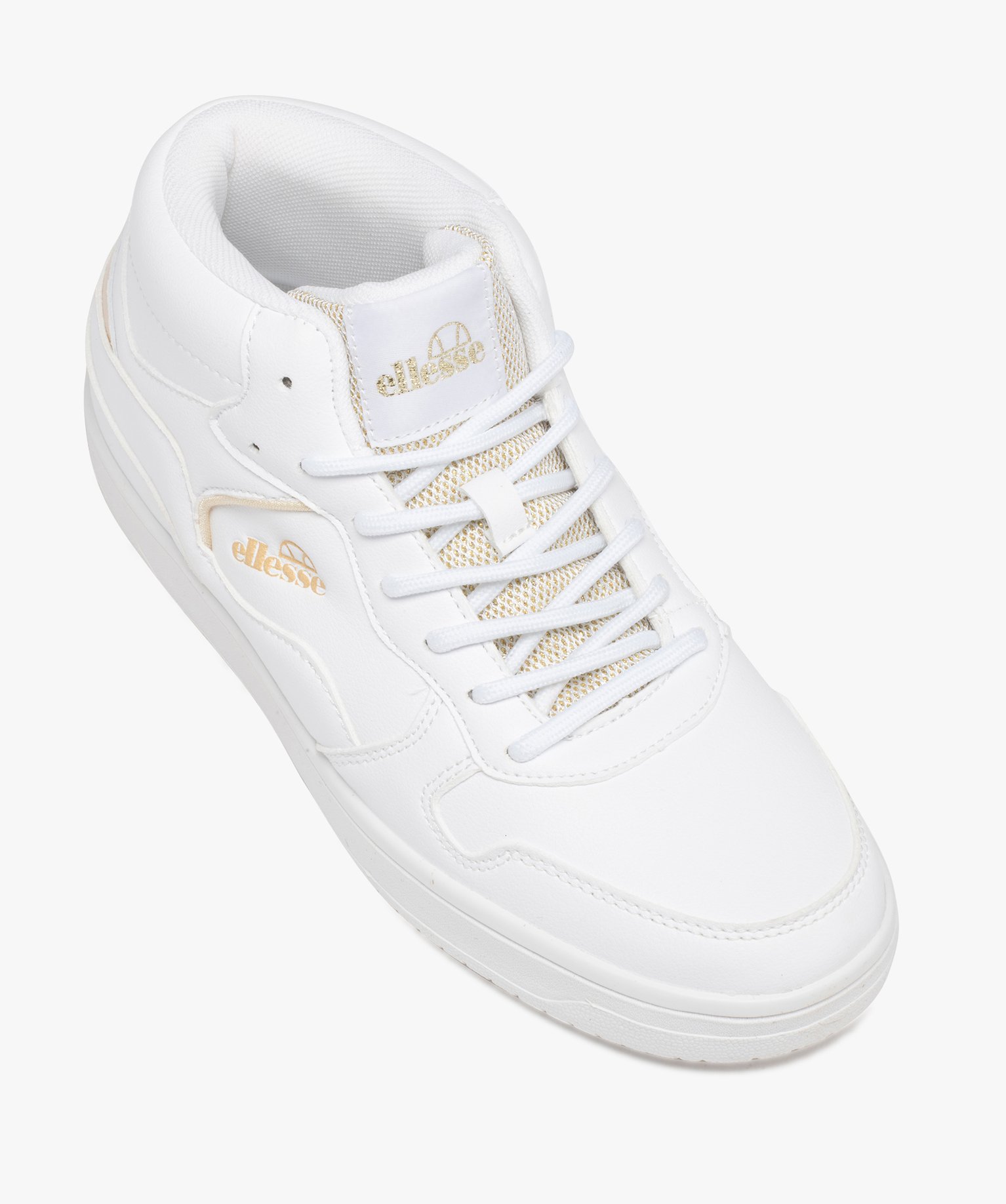Baskets femme montantes avec languette pailletée en mesh - ... blanc | GEMO