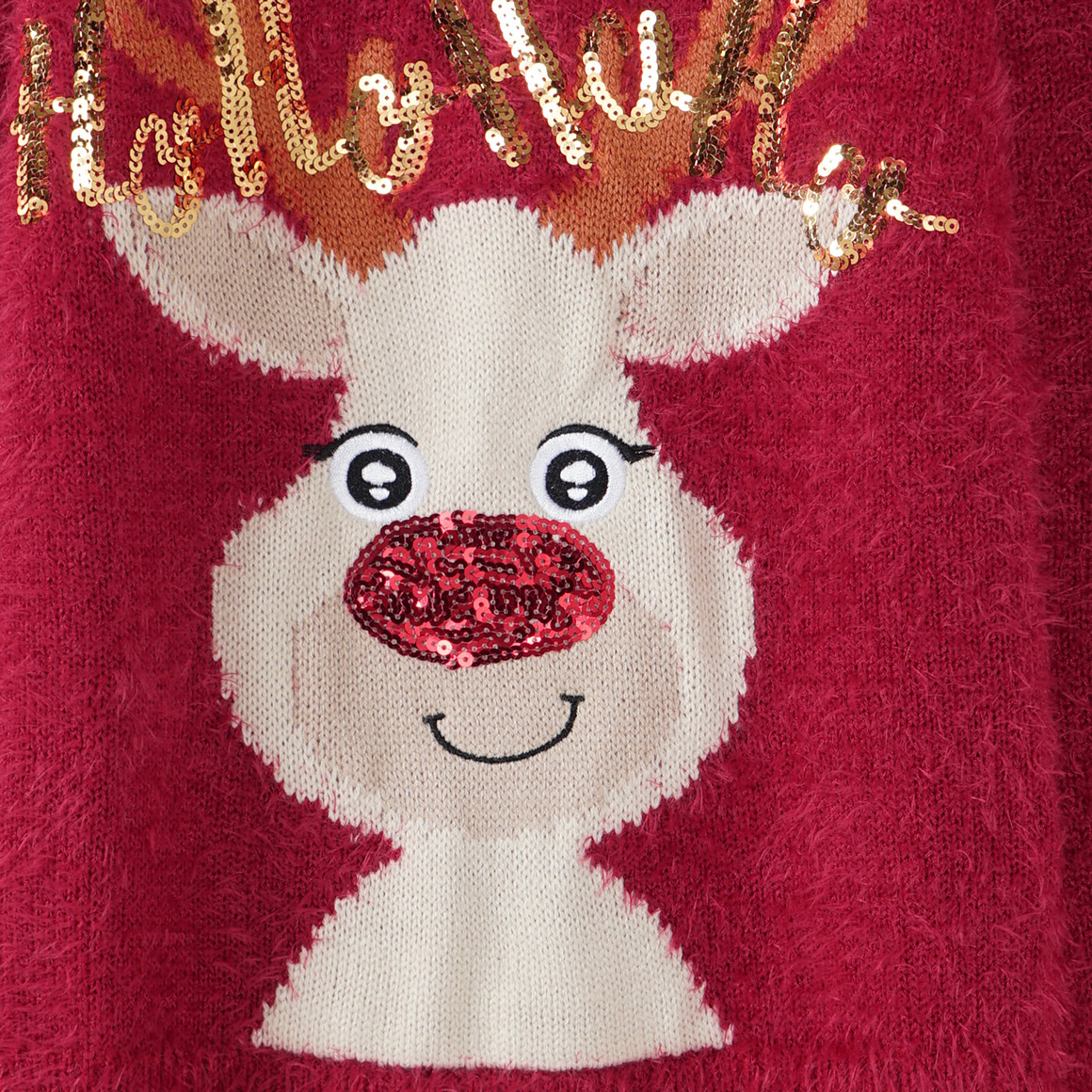 Mädchen Weihnachtspullover mit Pailletten rot