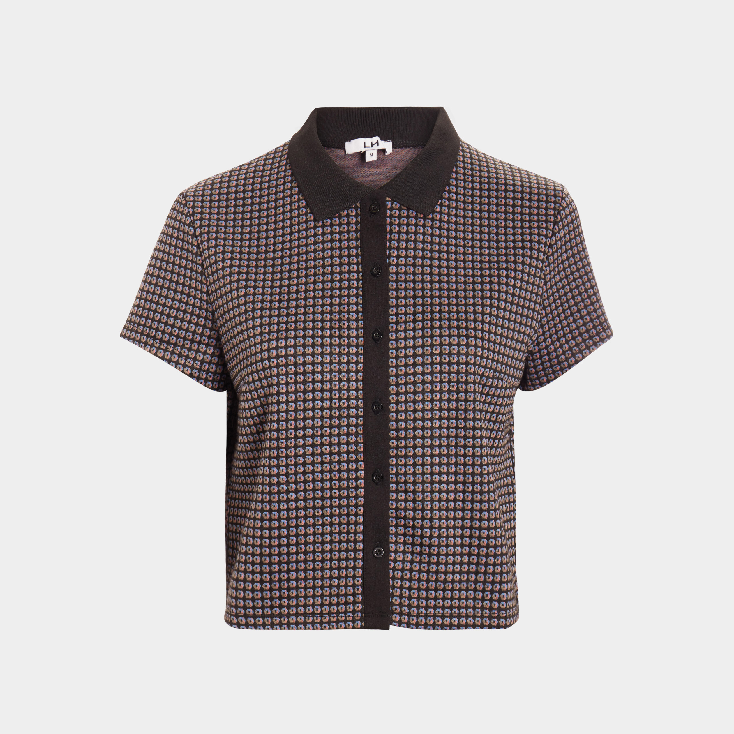 T-shirt manches courtes col polo noir femme | La Halle