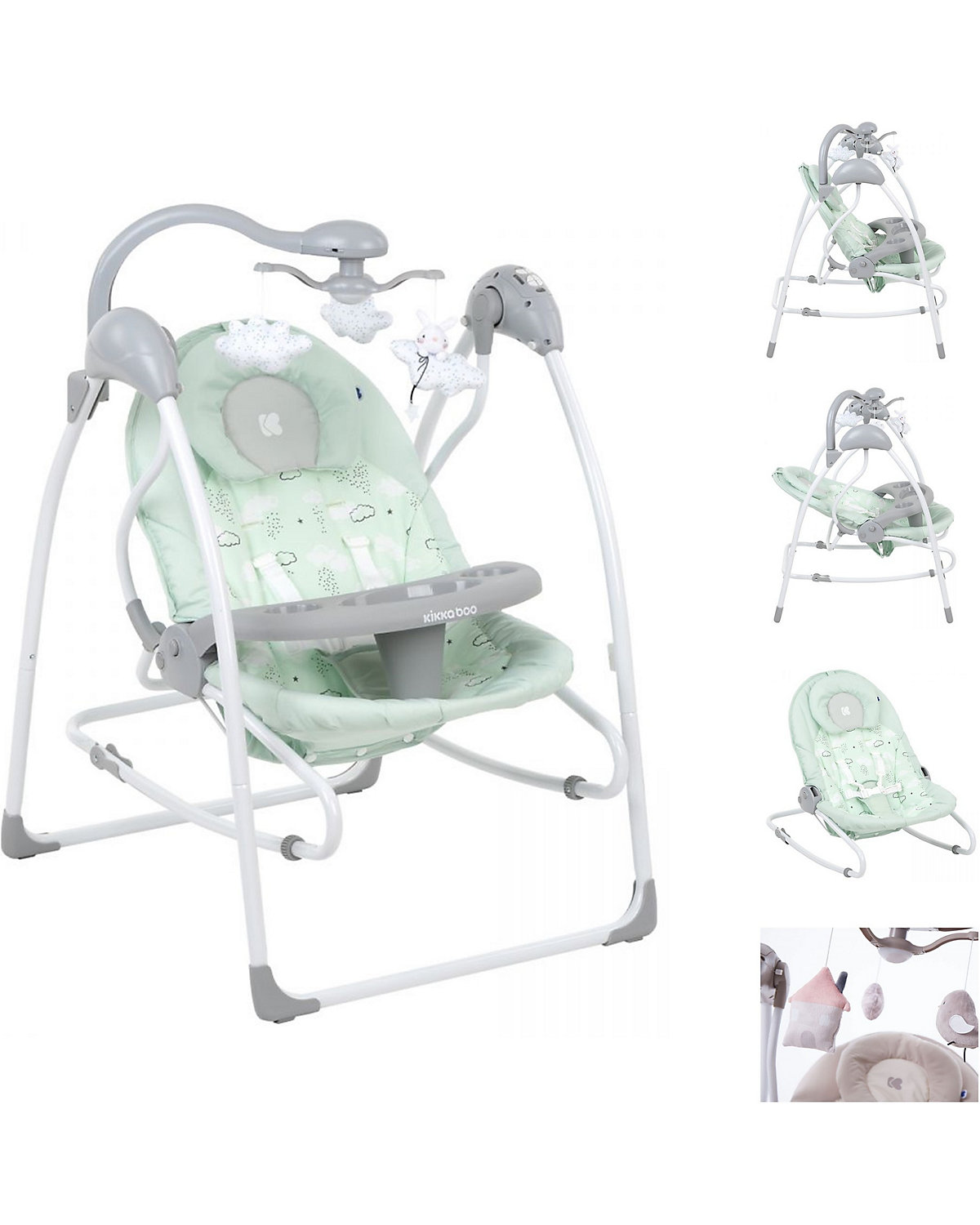 Babyschaukel Mia 2in1, Schaukelstuhl Musik verstellbare Rückenlehne Babywippen