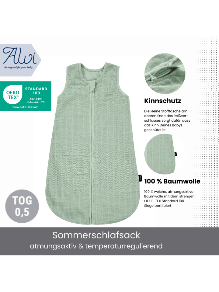 Kinderhaus Blaubär Alvi Mull-Schlafsack TOP in Uni Granite günstig kaufen
