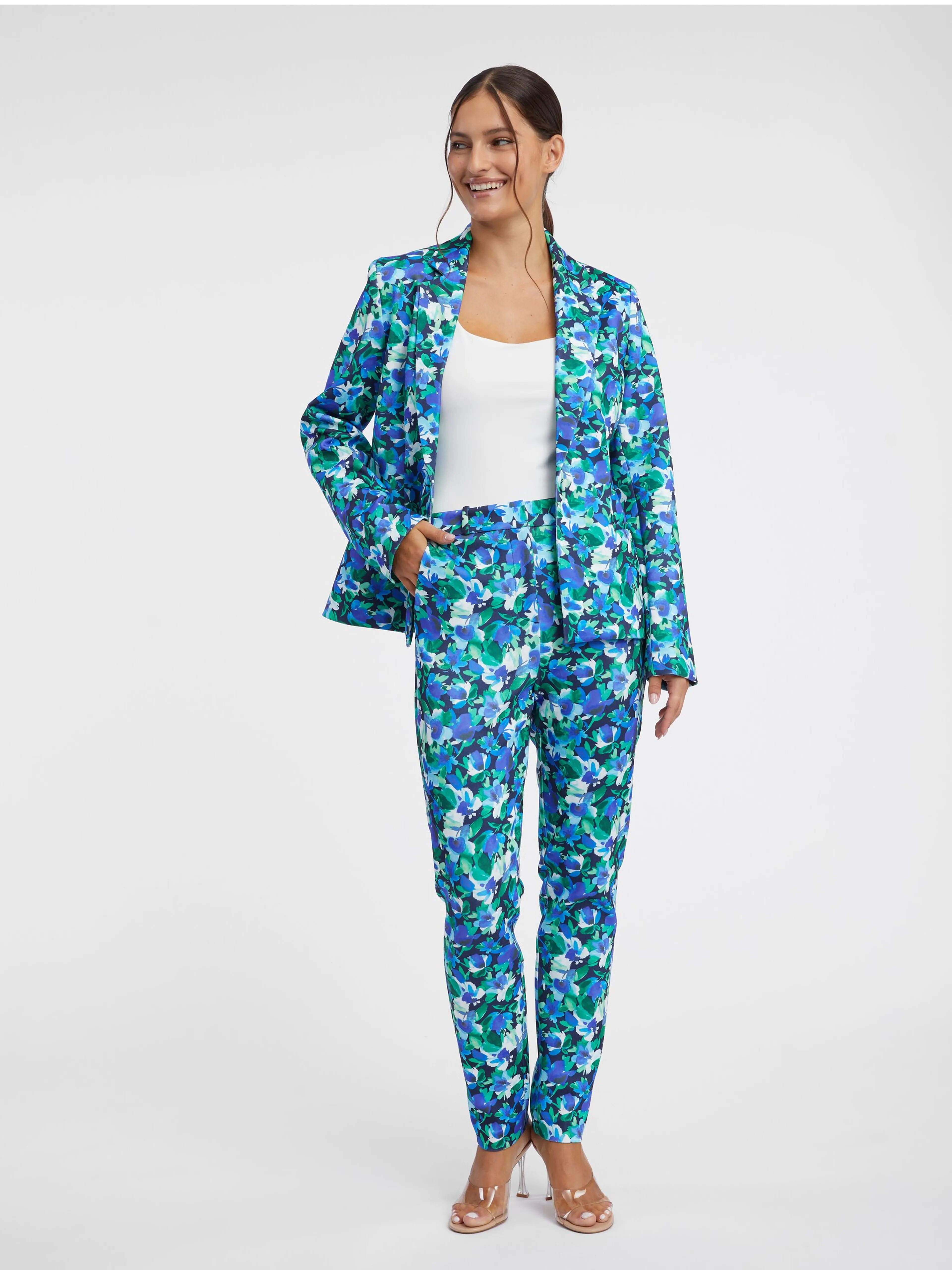 Grüne und blaue mit Blumenmuster Damenjacke ORSAY