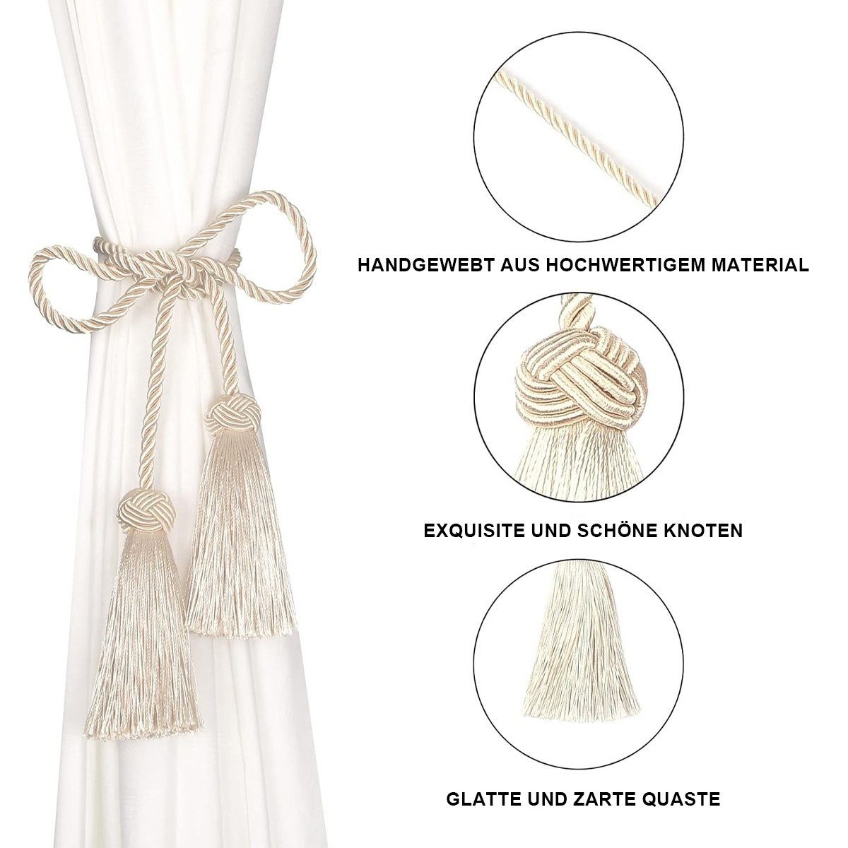 Raffhalter Gardinenhalter Vorhanghalter Raffhalter mit Quaste für Haus Dekoration, Juoungle, Vorhang, (2-tlg), Leicht zu reparieren und zu dekorieren