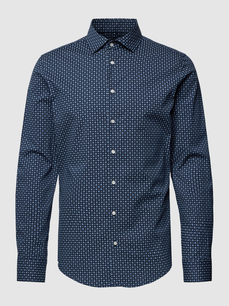 Slim Fit Business-Hemd mit Kentkragen in marineblau