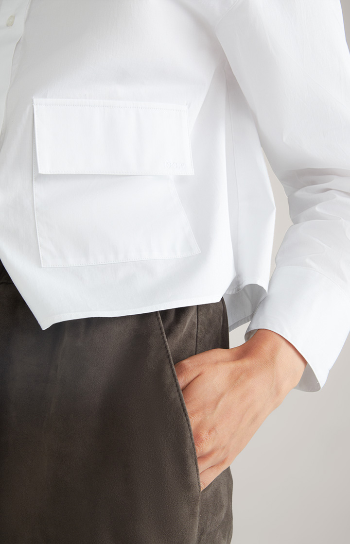 Baumwoll-Twill-Bluse in Weiß