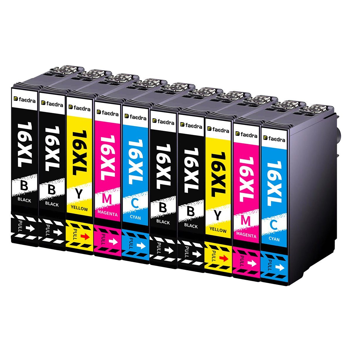 faedra Epson 16XL Druckerpatronen für WF 2630 WF 2760 WF 2660 WF 2510 WF 2540 Tintenpatrone (Packung, WorkForce 2760 DWF 16XL/C13T16364012, Schwarz, Cyan, Magenta, Gelb)