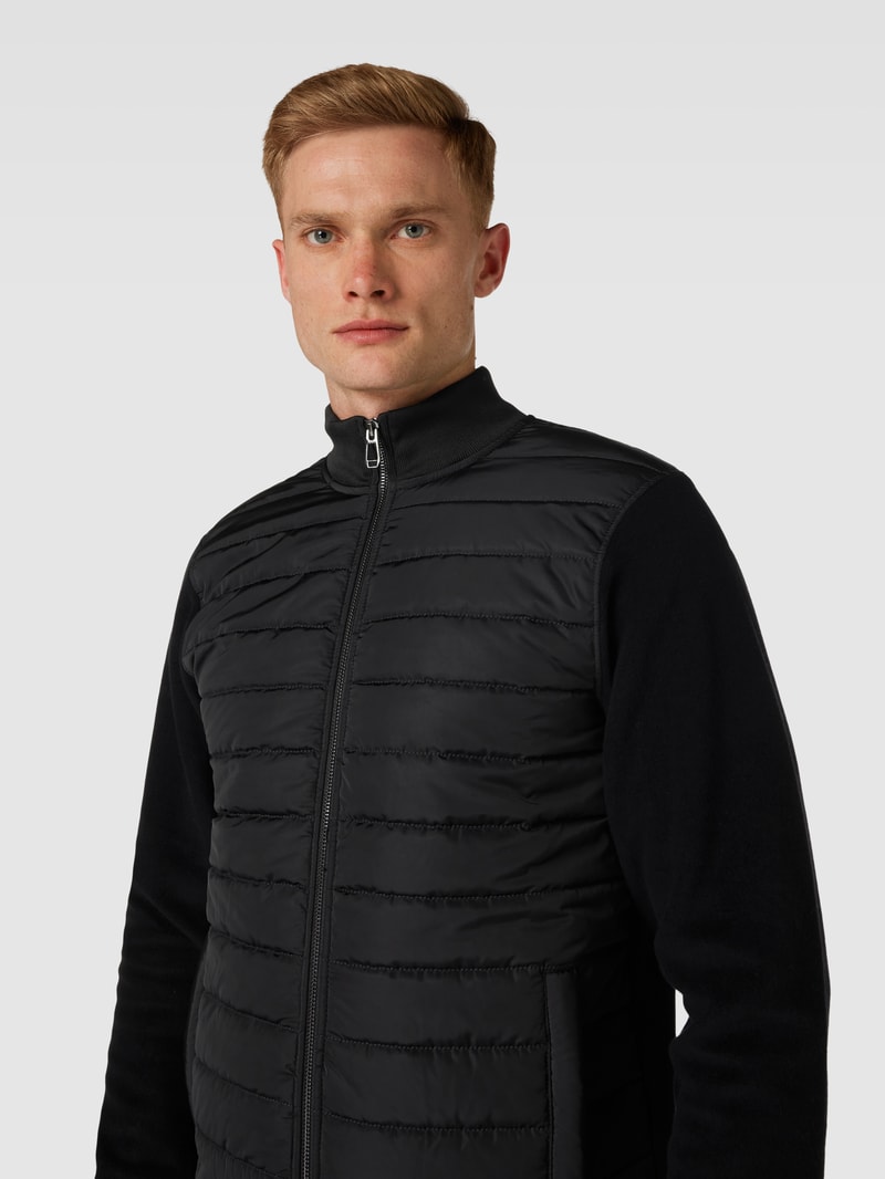 Sweatjacke mit Two-Tone-Machart Modell 'Tiago' in schwarz