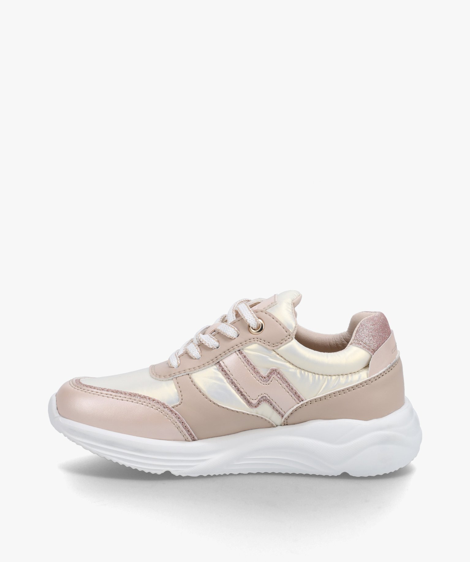 Baskets fille légères à lacets dessus toile satinée et i... rose | GEMO