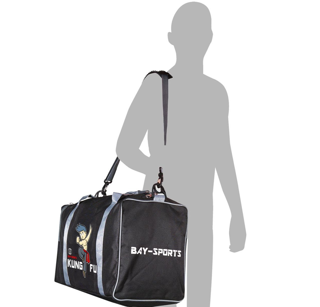 BAY-Sports Sporttasche Sporttasche für Kinder Kung Fu schwarz/grau 50 cm