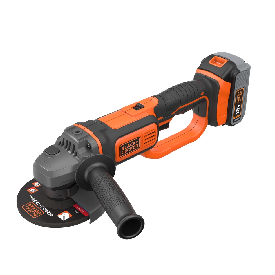 Polizor unghiular fără fir Black & Decker BCG720M1-QW, 18 volți, 4,0 Ah, Li-ion
