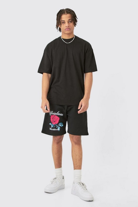 Oversize Shorts-Set mit floralem Print