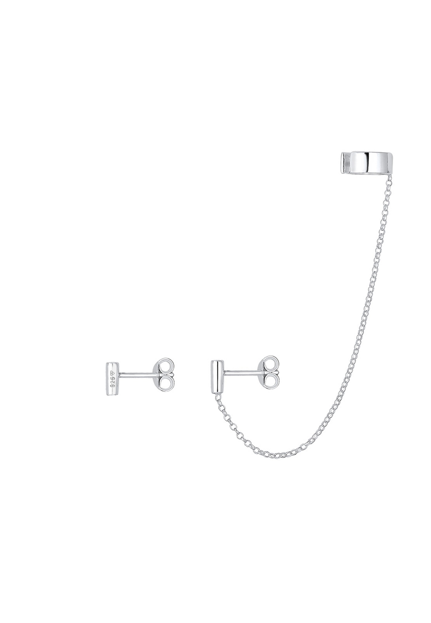 Elli Women's Minimalist Asymmetrical Geometric Clip-On Earcuff in 925 Sterling Silver