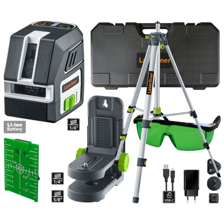 Laserliner 036.713A PocketCross-Laser 2G Σετ 150 cm με σταυρωτή γραμμή λέιζερ πράσινο με τρίποδο 150 cm