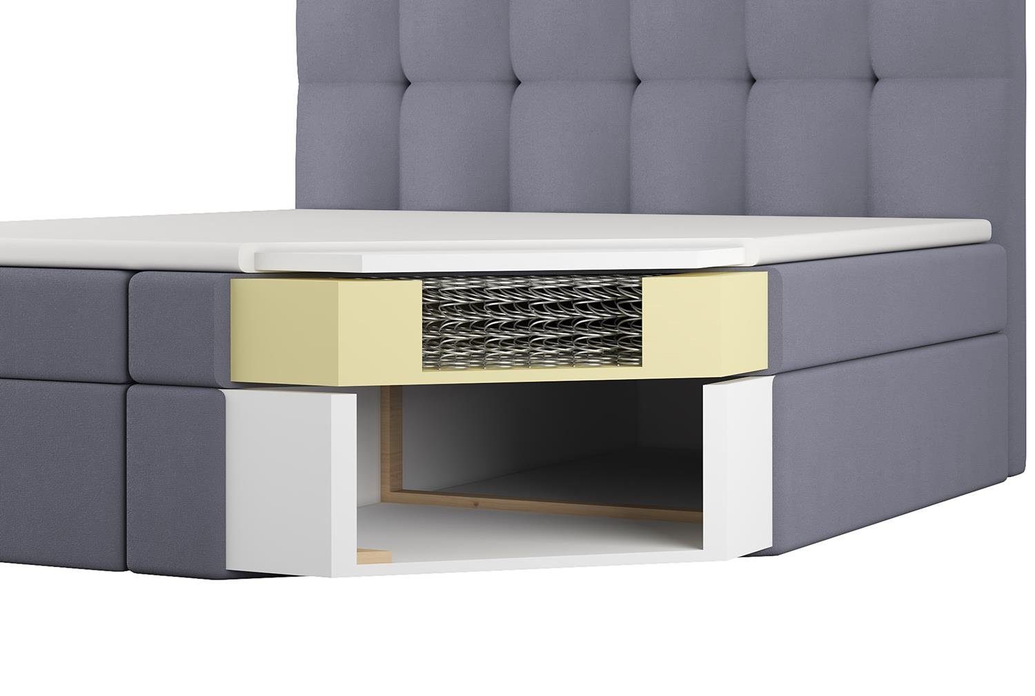 A&J MöbelLand GmbH Boxspringbett REF mit 2 Bettkästen, Bonell-Matratze und Topper.
