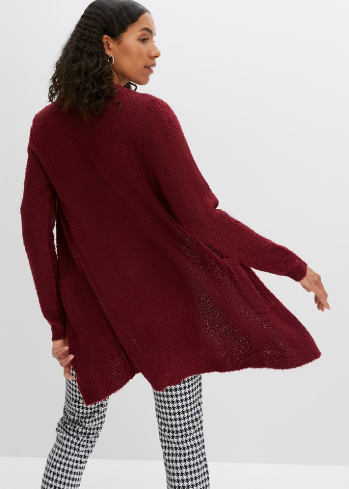 Boucle-Longstrickjacke
