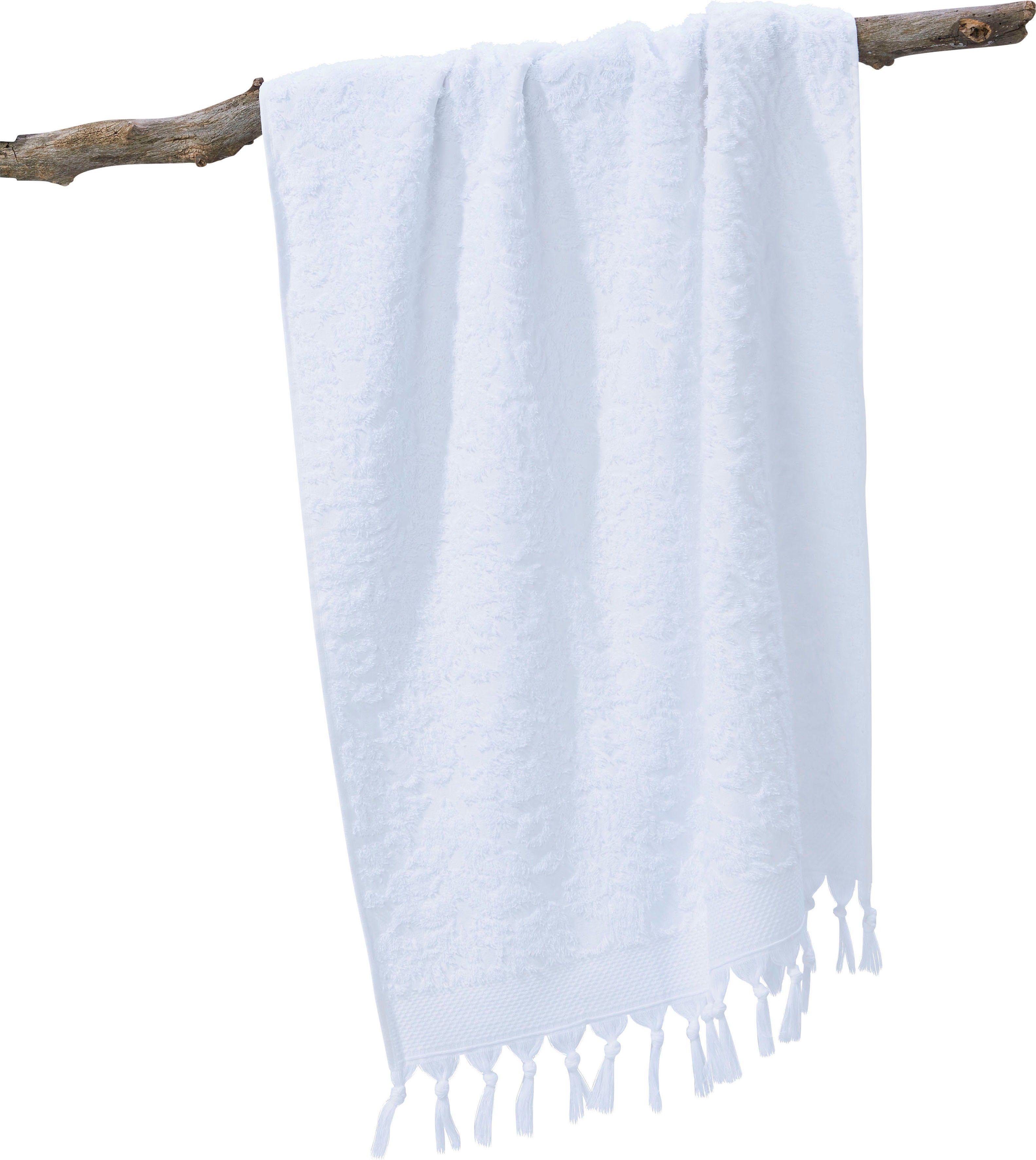 done.® Duschtuch Provence Ornaments, Walkfrottier (1-St), Uni Farben, Ornamente, mit Fransen