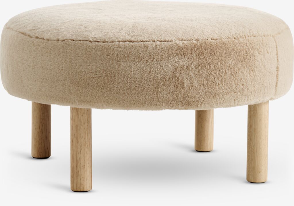 RAMSDAL RAMSDAL puff Ø70 beige bamsestoff/eikefarge