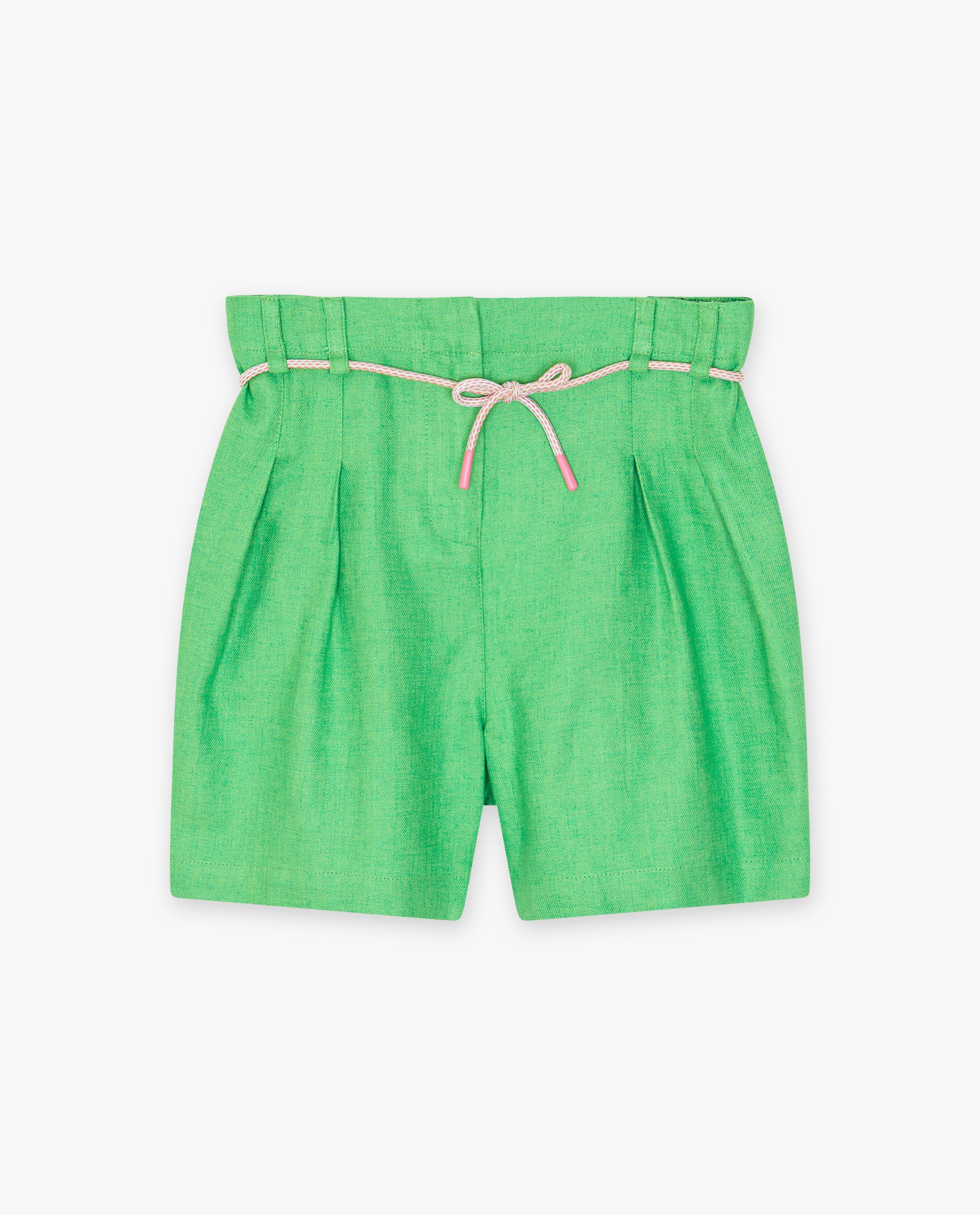 Pantaloni scurți Hampton Bays Green din amestec de in, verde aprins