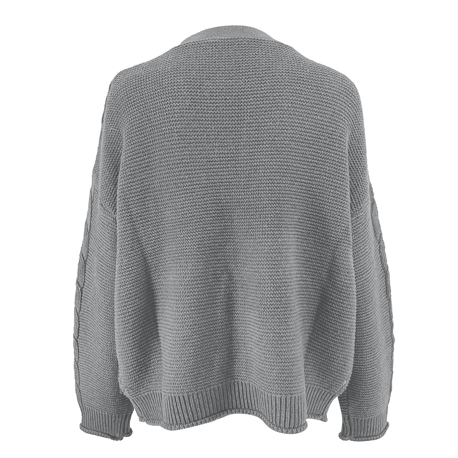 Welikera Strickmantel Damen-Strickjacke mit langen Ärmeln, vielseitiges Grau