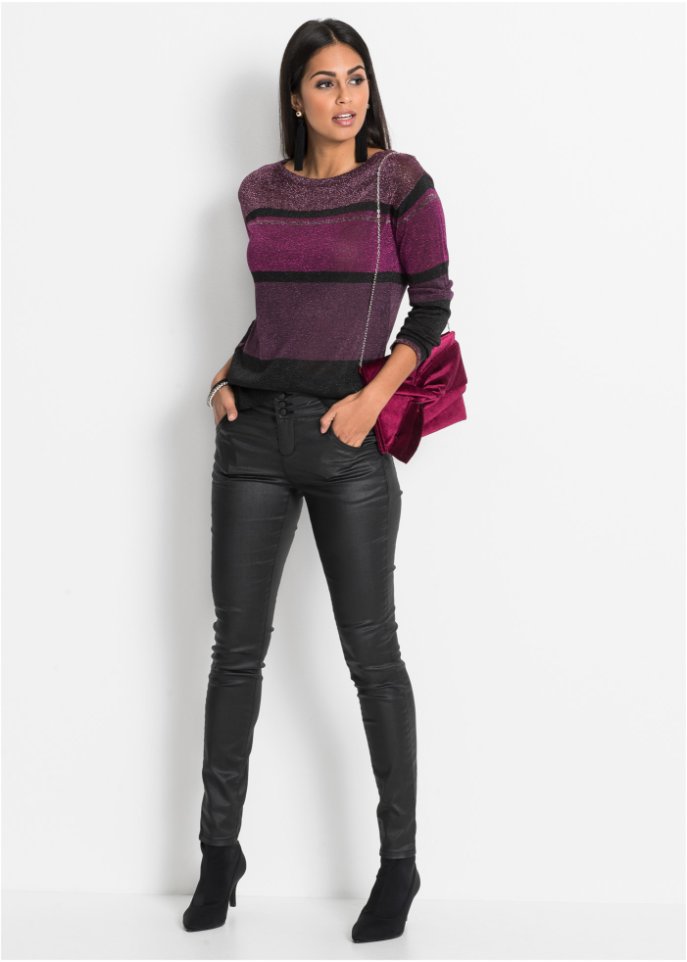 Lurex-Pullover mit Streifen