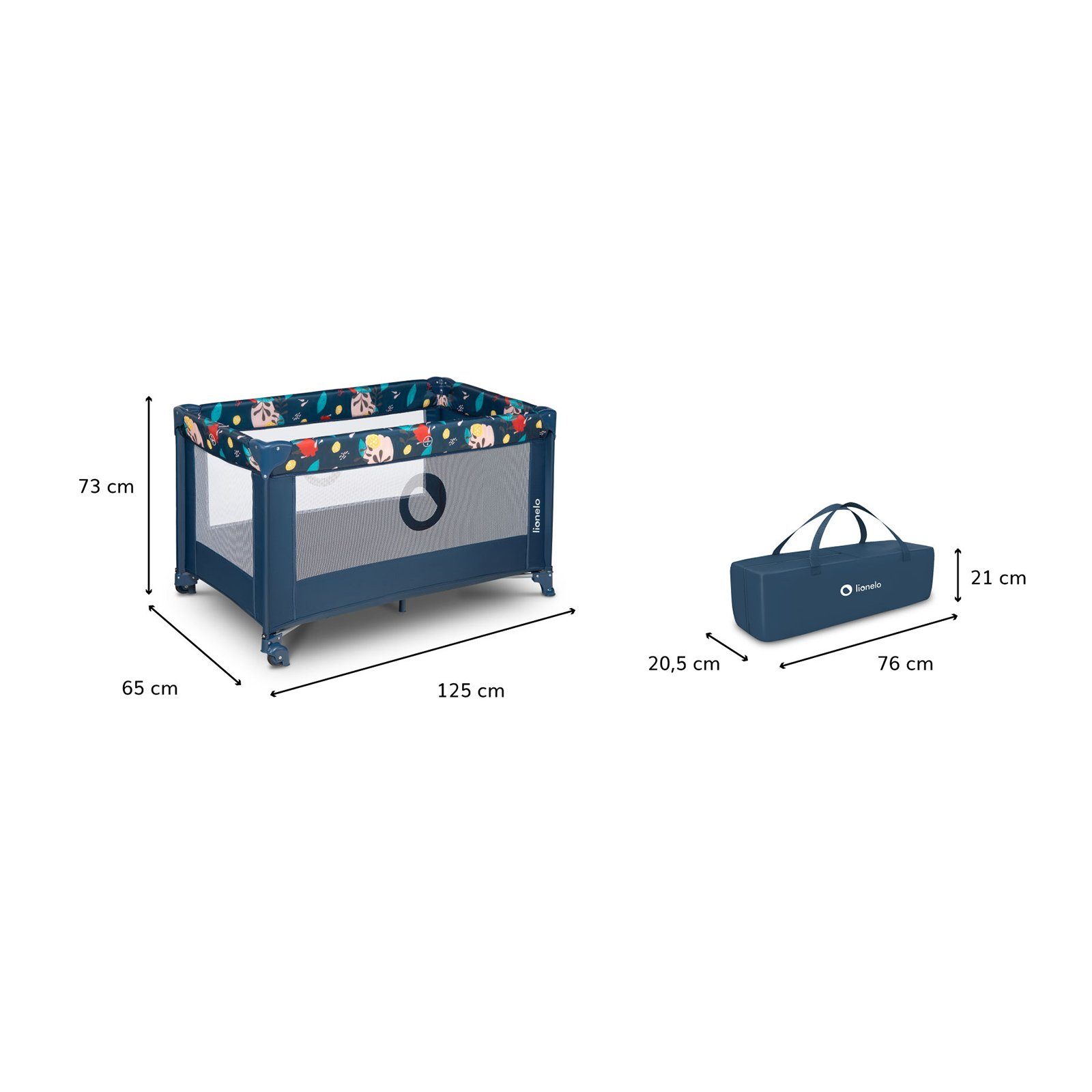 lionelo Baby-Reisebett Stefi, 120x60 cm Tragetasche Klappbaren Seiteneingang