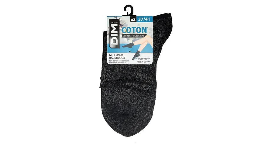 DIM Damen Sneaker Socken aus Baumwolle All Over Lurex 2er Pack noir/lurex