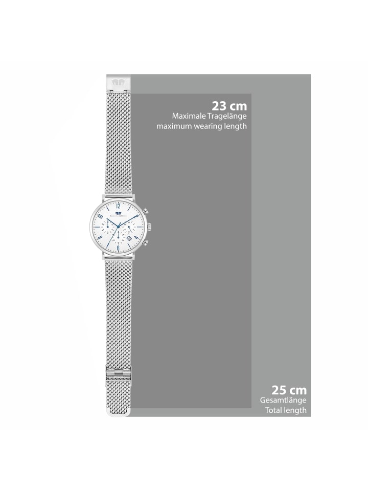 Rhodenwald & Söhne Herren Chronograph silber Edelstahl silber in silber günstig kaufen 21,5 cm