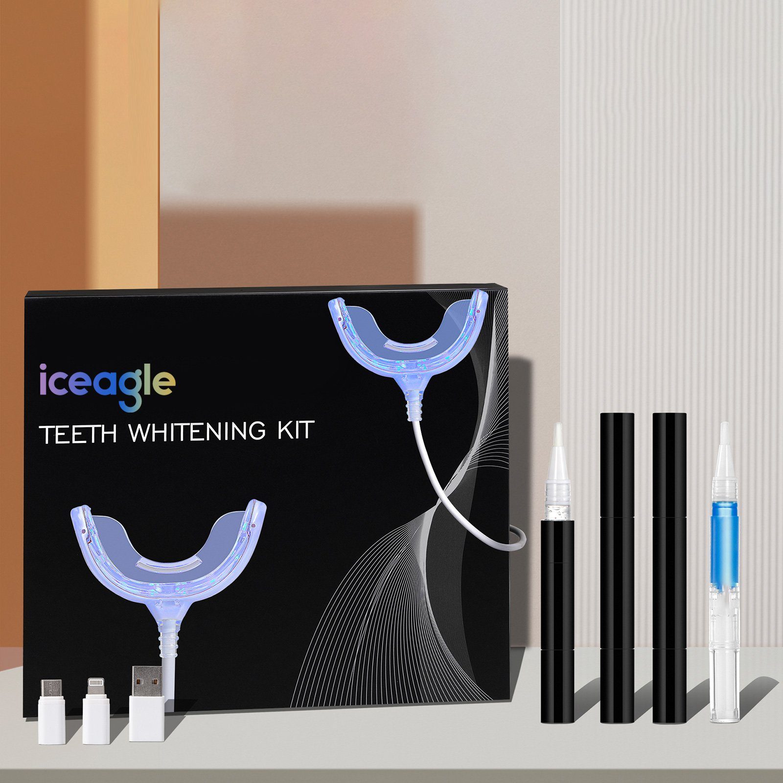 iceagle Schallzahnbürste Elektrische Ultraschall Zahnbürste, 360 Automatische Zahnbürste, Aufsteckbürsten: 1 St., U-förmig