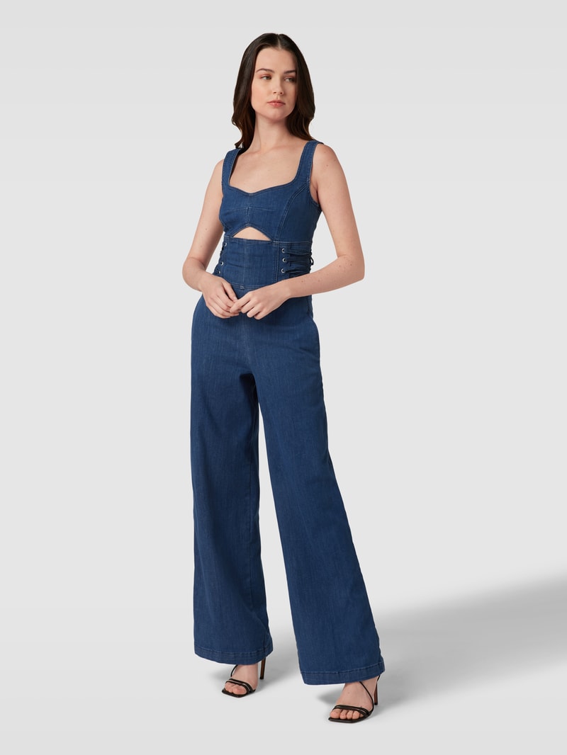 Flared Cut Jumpsuit in Denim-Optik Modell 'TUTA' in dunkelblau
